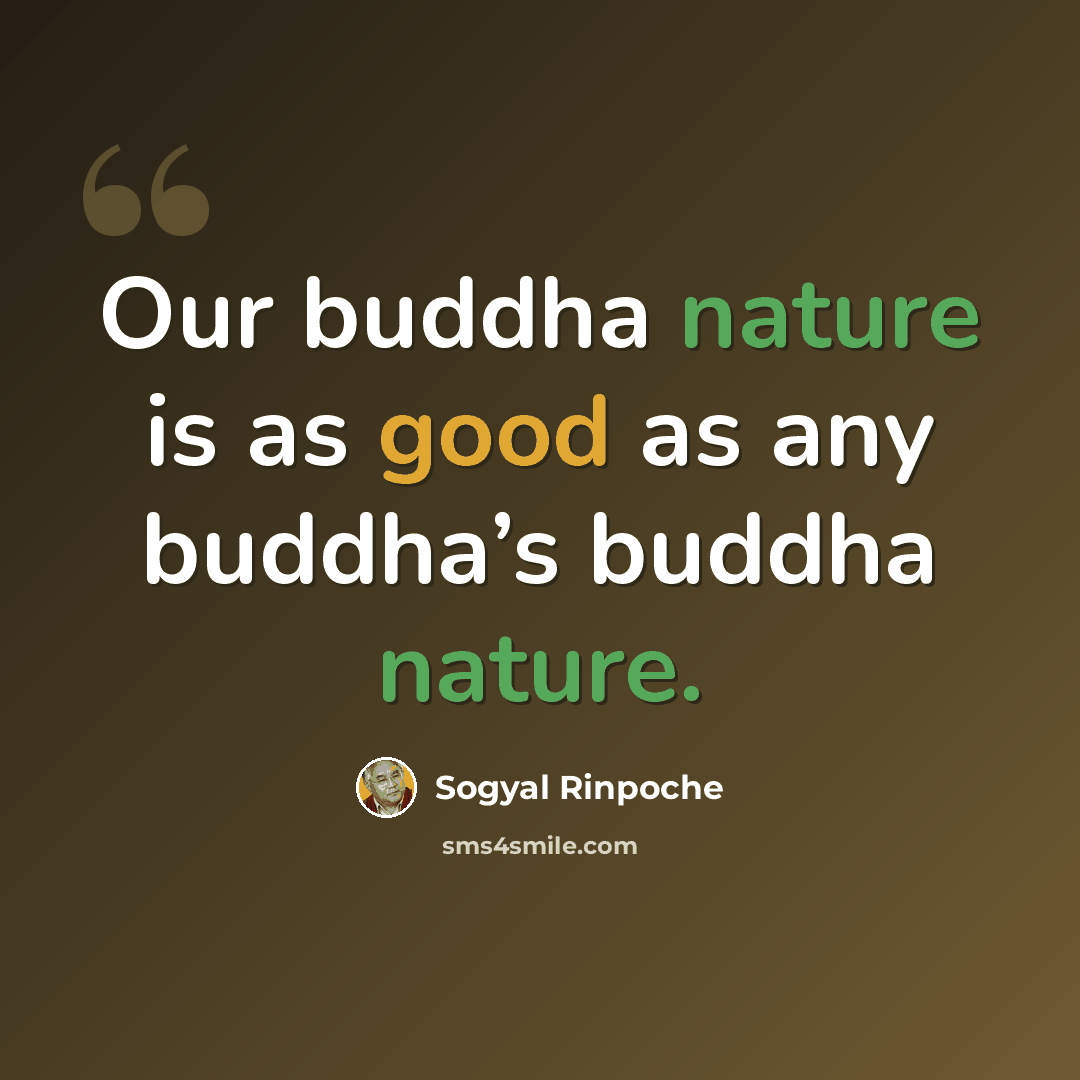 “Our buddha nature is as good as any buddha’s buddha nature.” quote by Sogyal Rinpoche