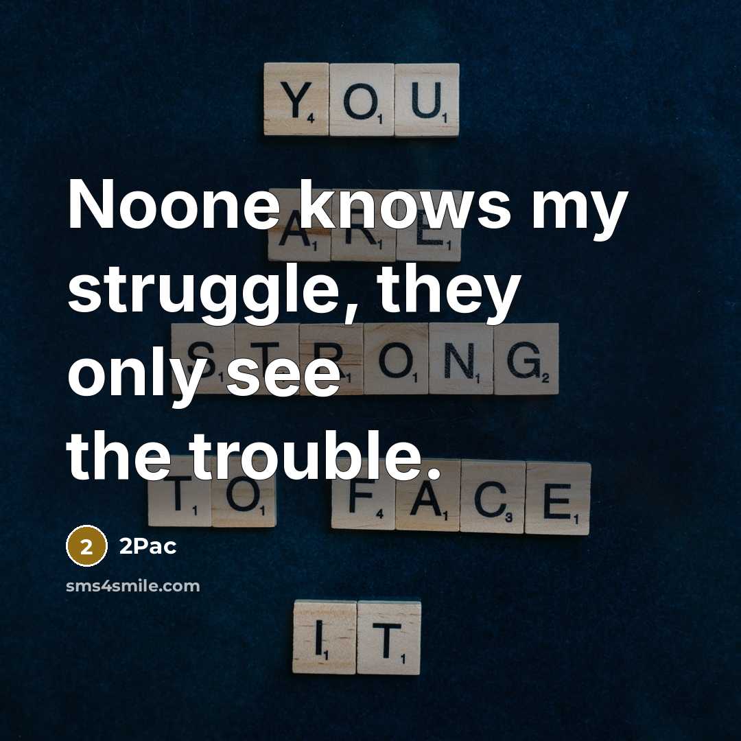 “Noone knows my struggle, they only see the trouble.” quote by 2pac