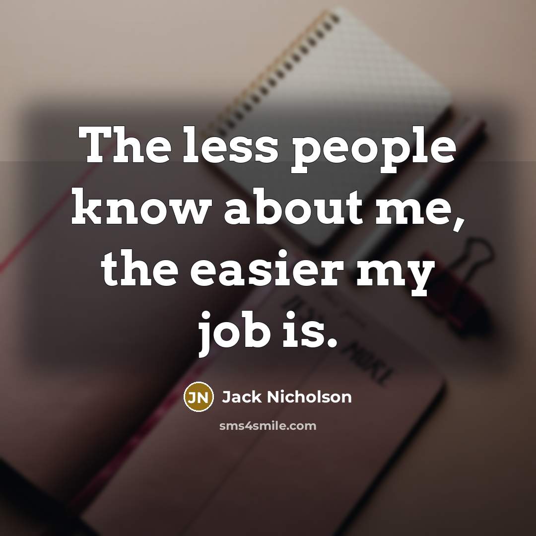 “The less people know about me, the easier my job is.” quote by Jack Nicholson