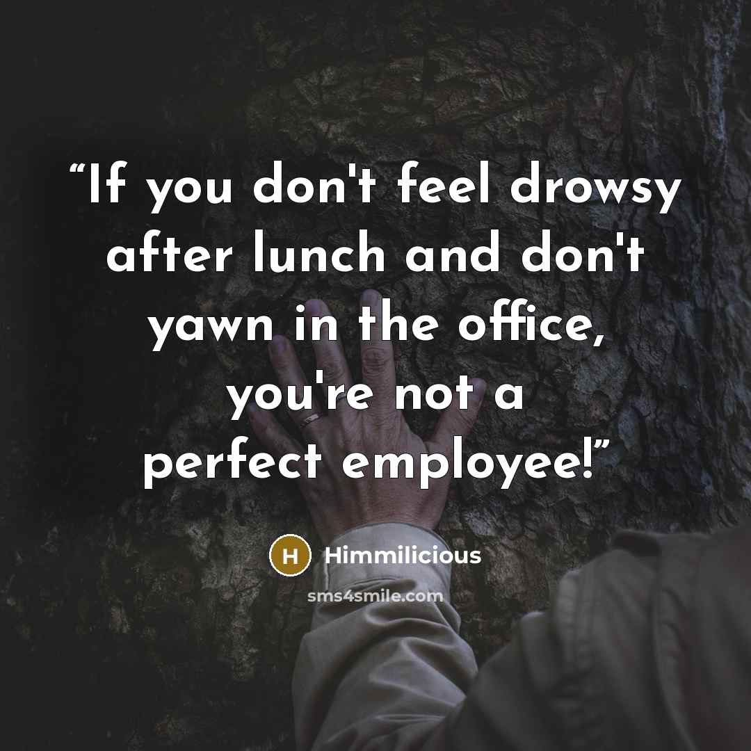 “If you don't feel drowsy after lunch and don't yawn in the office, you're not a perfect employee!” quote by Himmilicious