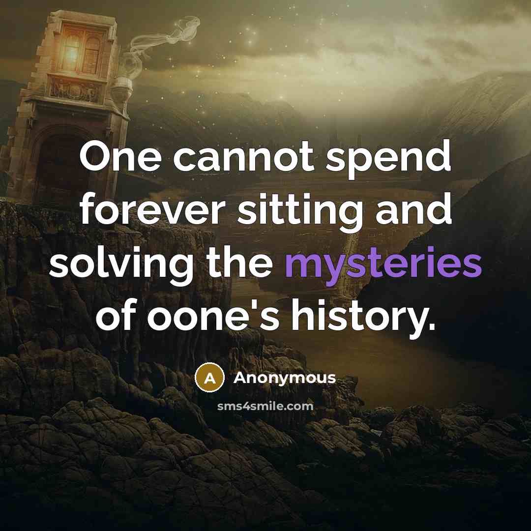 “One cannot spend forever sitting and solving the mysteries of oone's history.” quote by Anonymous