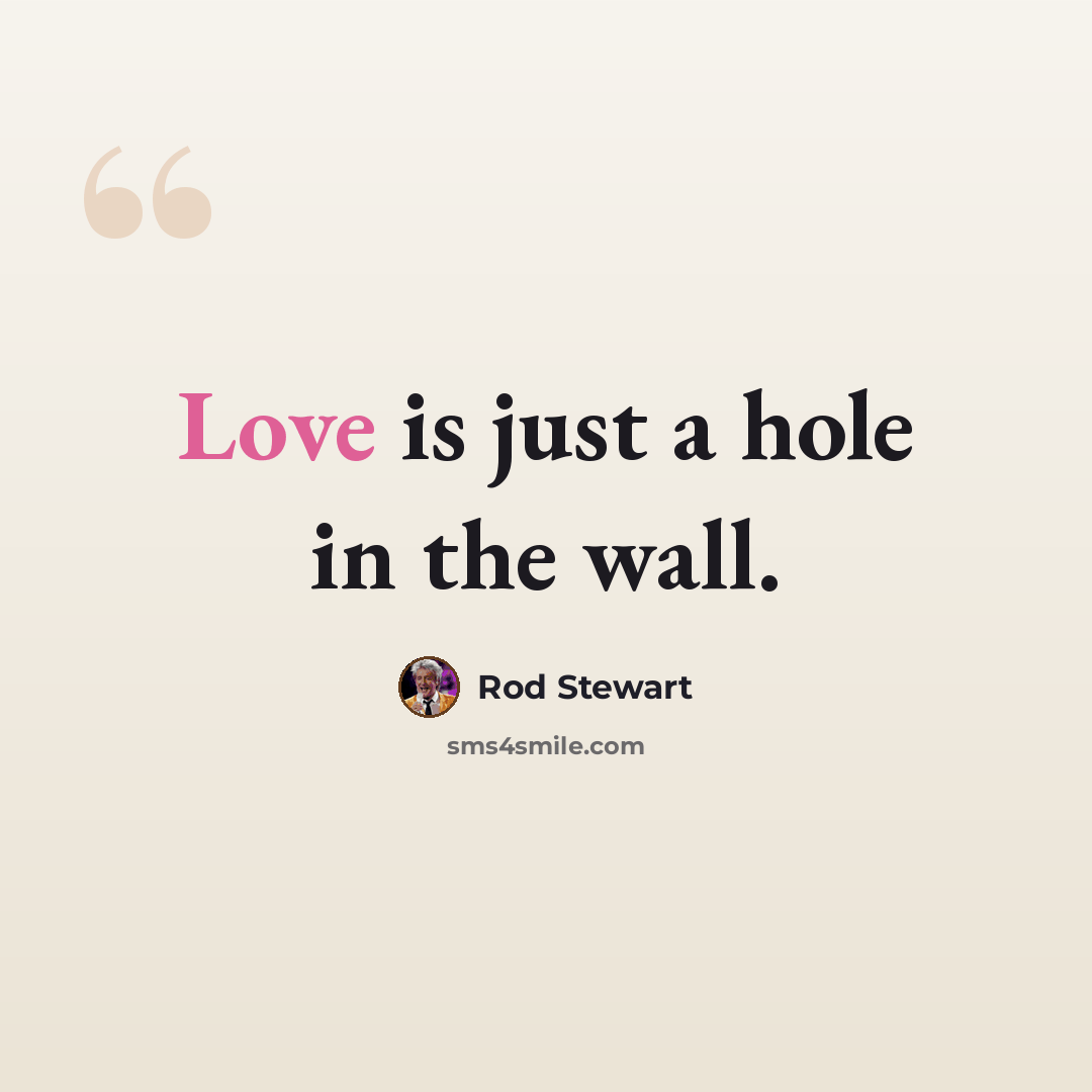 “Love is just a hole in the wall.” quote by Rod Stewart