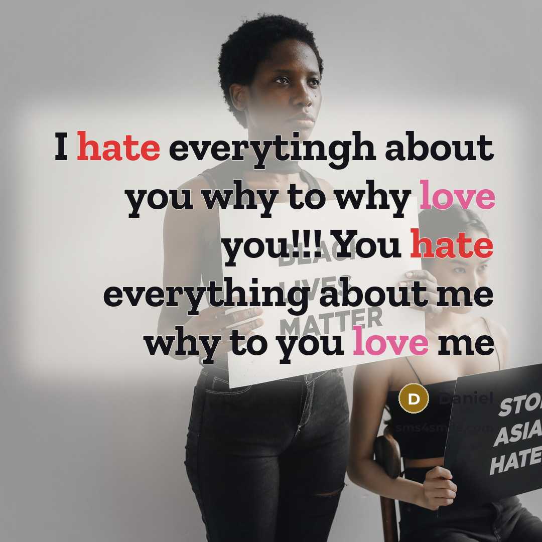 “I hate everytingh about you why to why love you!!! You hate everything about me why to you love me” quote by Daniel