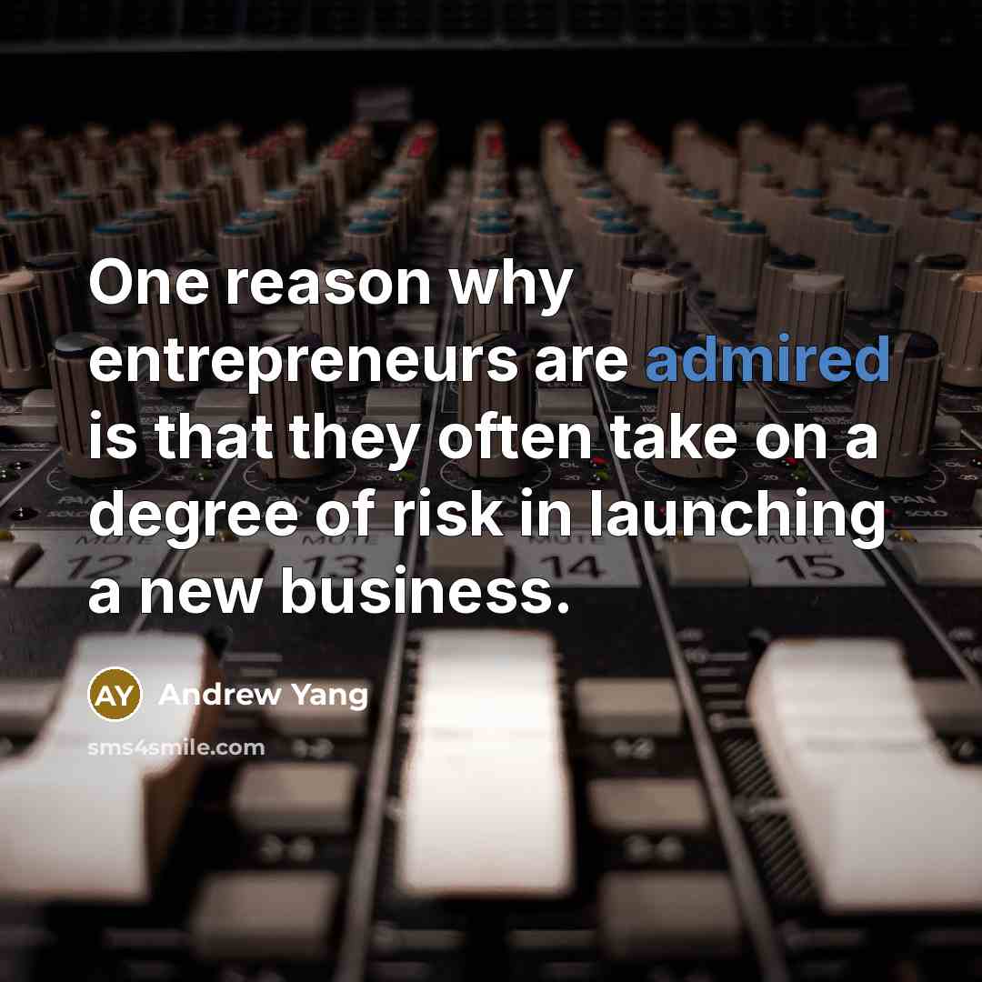“One reason why entrepreneurs are admired is that they often take on a degree of risk in launching a new business.” quote by Andrew Yang