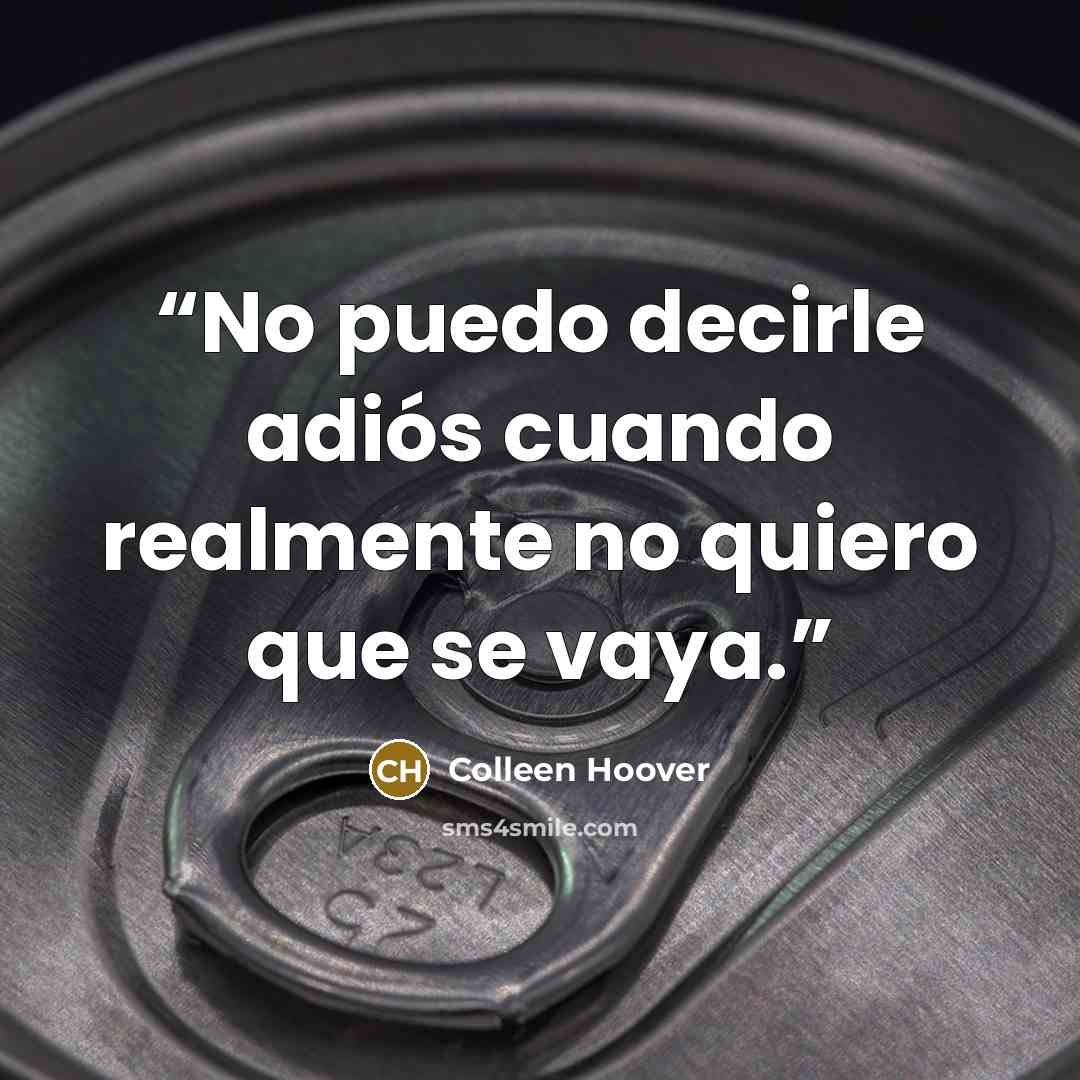 “No puedo decirle adiós cuando realmente no quiero que se vaya.” quote by Colleen Hoover