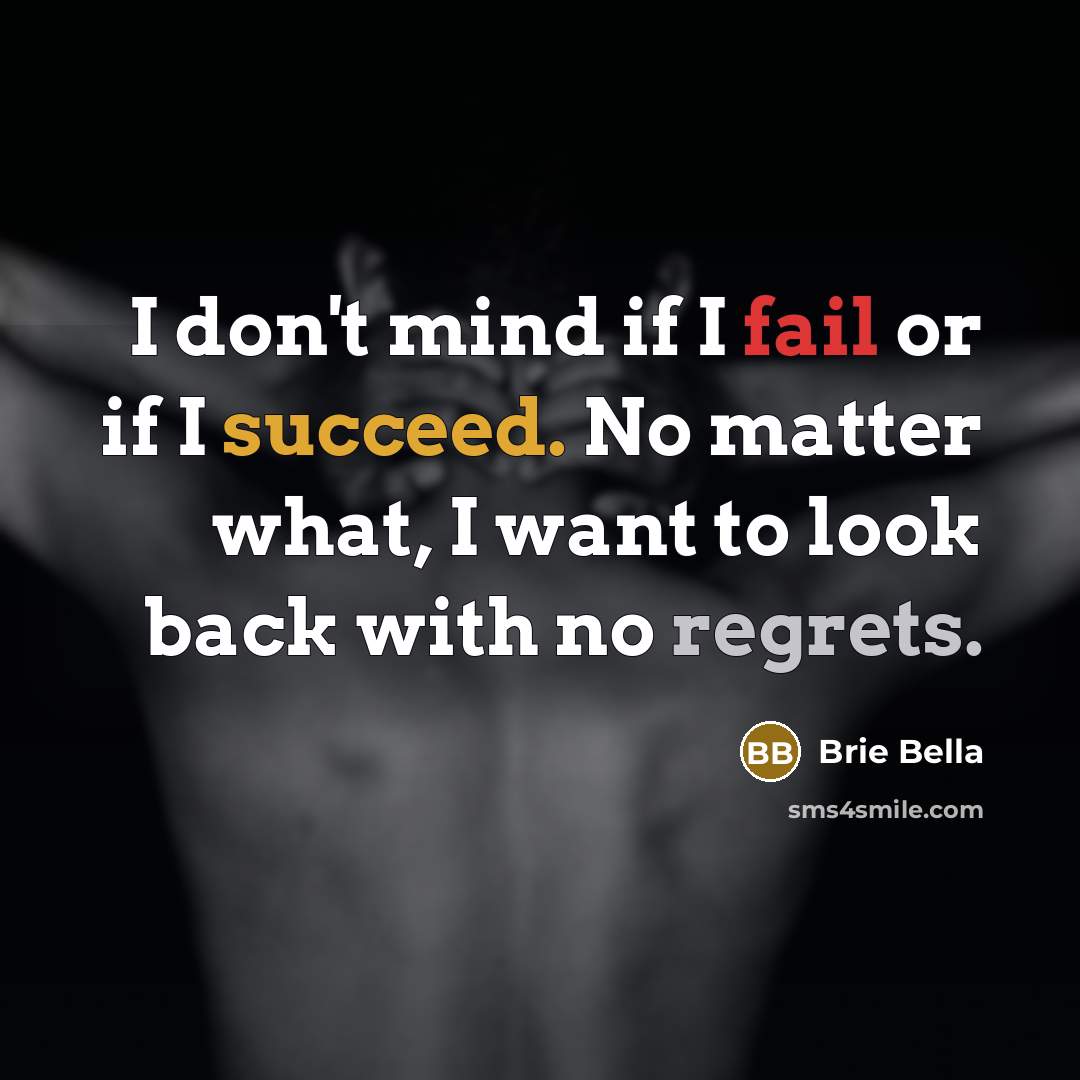 “I don't mind if I fail or if I succeed. No matter what, I want to look back with no regrets.” quote by Brie Bella