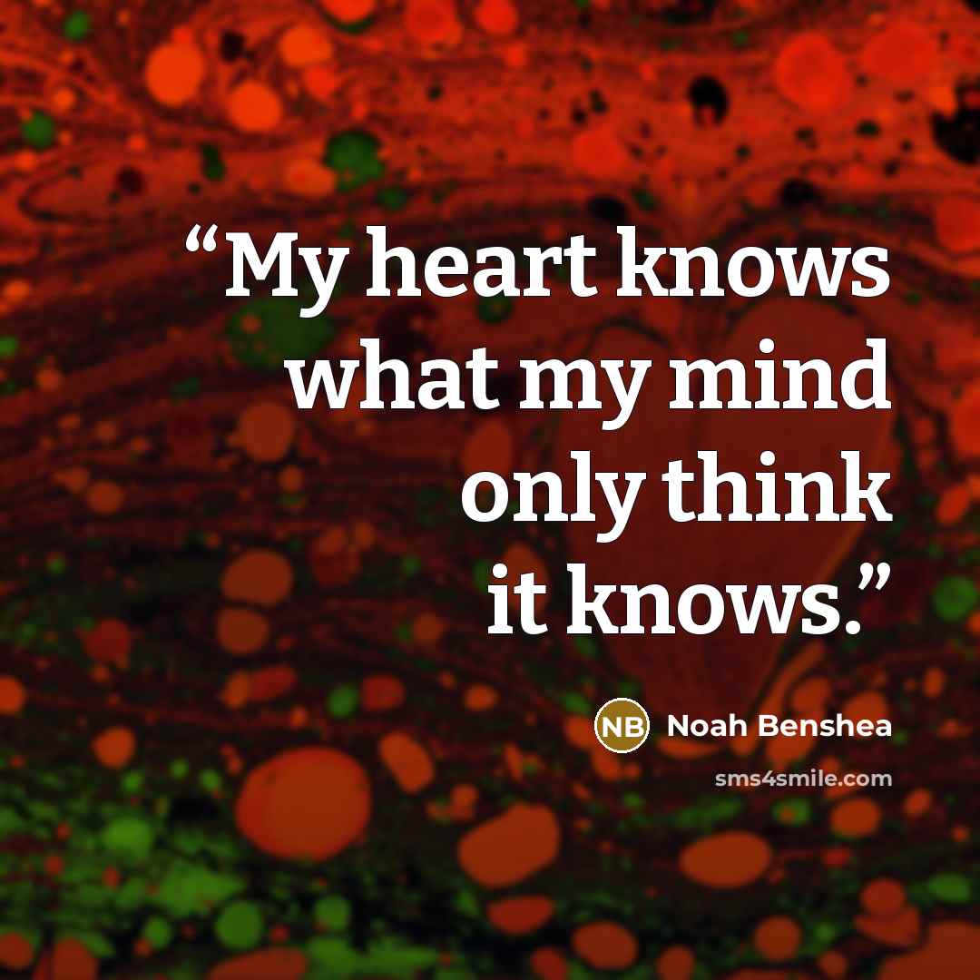 “My heart knows what my mind only think it knows.” quote by Noah BenShea
