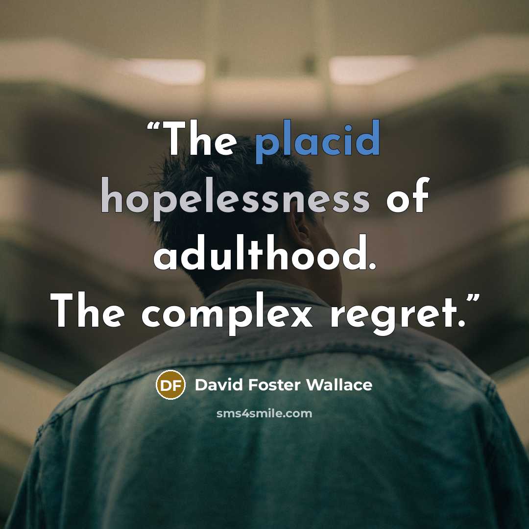 “The placid hopelessness of adulthood. The complex regret.” quote by David Foster Wallace