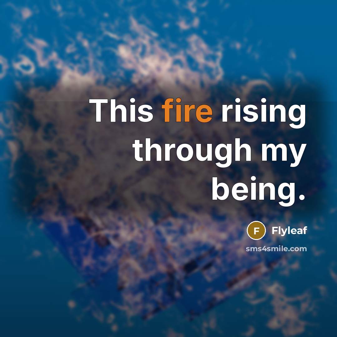 “This fire rising through my being.” quote by Flyleaf