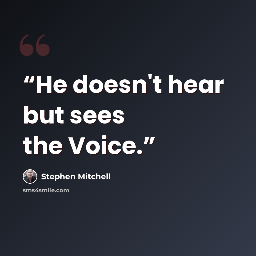 “He doesn't hear but sees the Voice.” quote by Stephen Mitchell