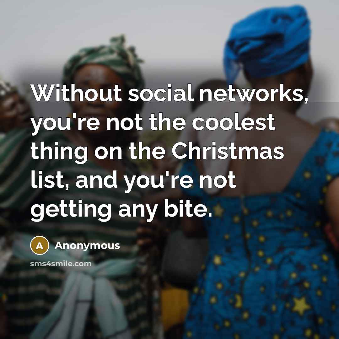 “Without social networks, you're not the coolest thing on the Christmas list, and you're not getting any bite.” quote by Anonymous