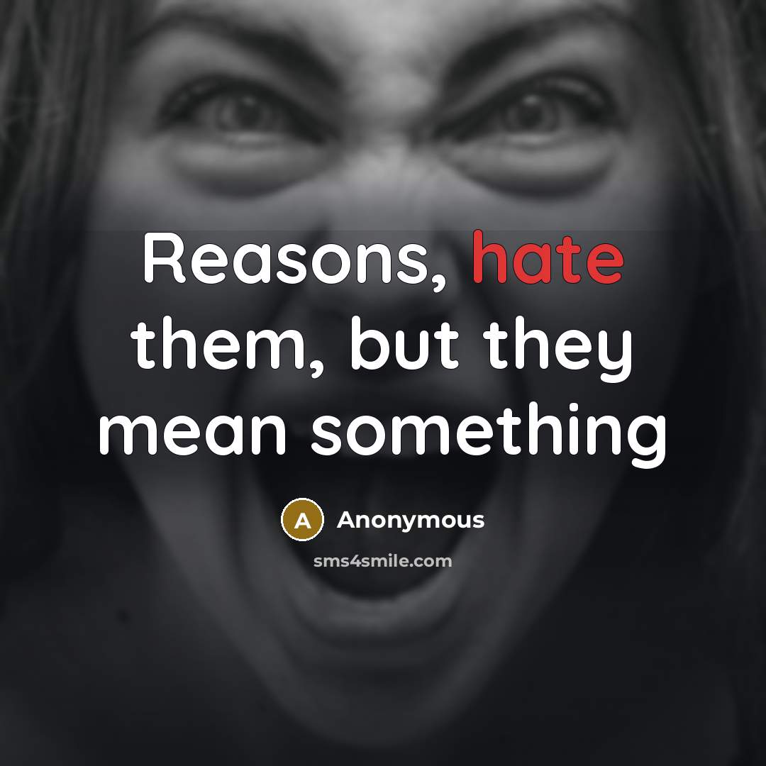 “Reasons, hate them, but they mean something” quote by Anonymous