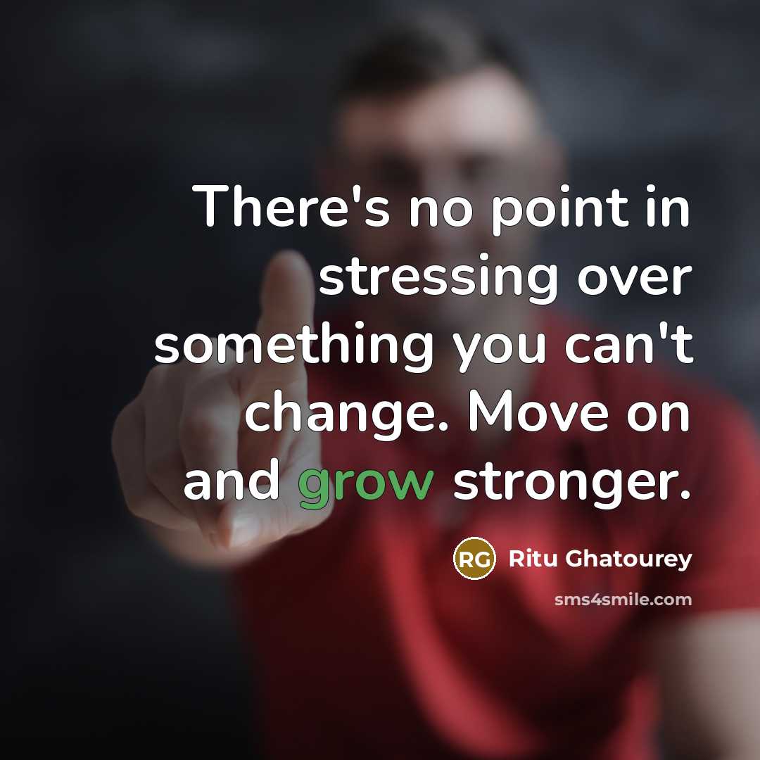 “There's no point in stressing over something you can't change. Move on and grow stronger.” quote by Ritu Ghatourey