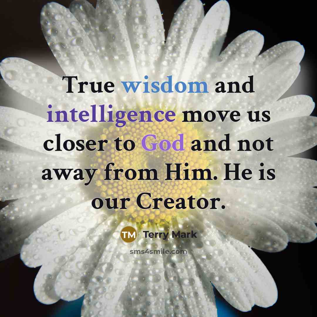 “True wisdom and intelligence move us closer to God and not away from Him. He is our Creator.” quote by Terry Mark