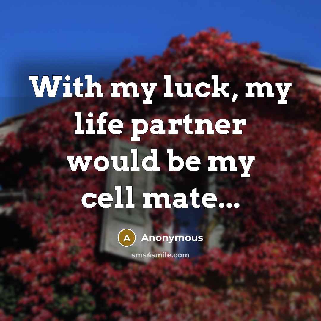 “With my luck, my life partner would be my cell mate...” quote by Anonymous