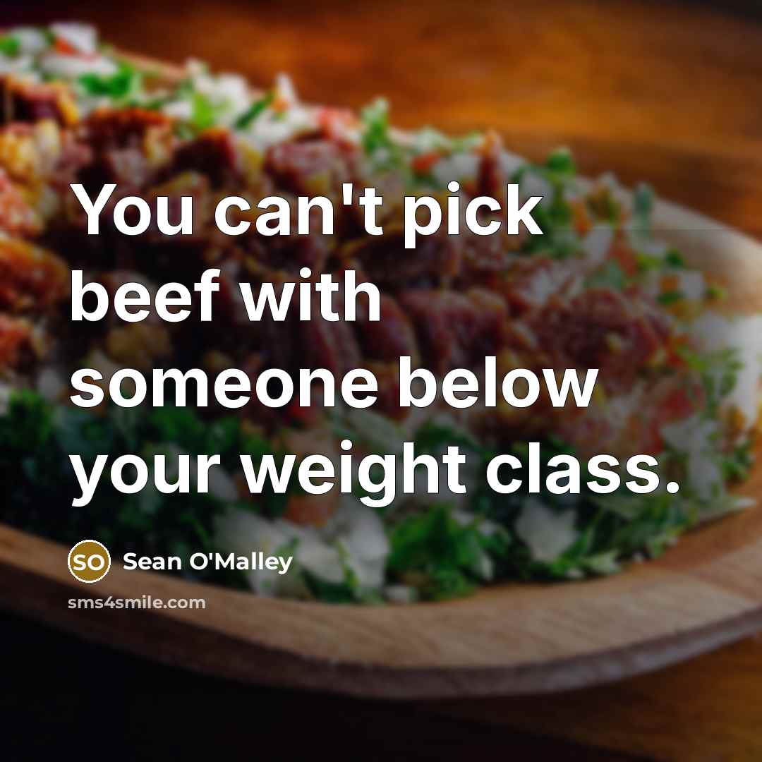 “You can't pick beef with someone below your weight class.” quote by Sean O'Malley