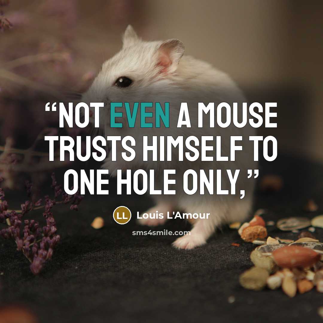 “Not even a mouse trusts himself to one hole only,” quote by Louis L'Amour