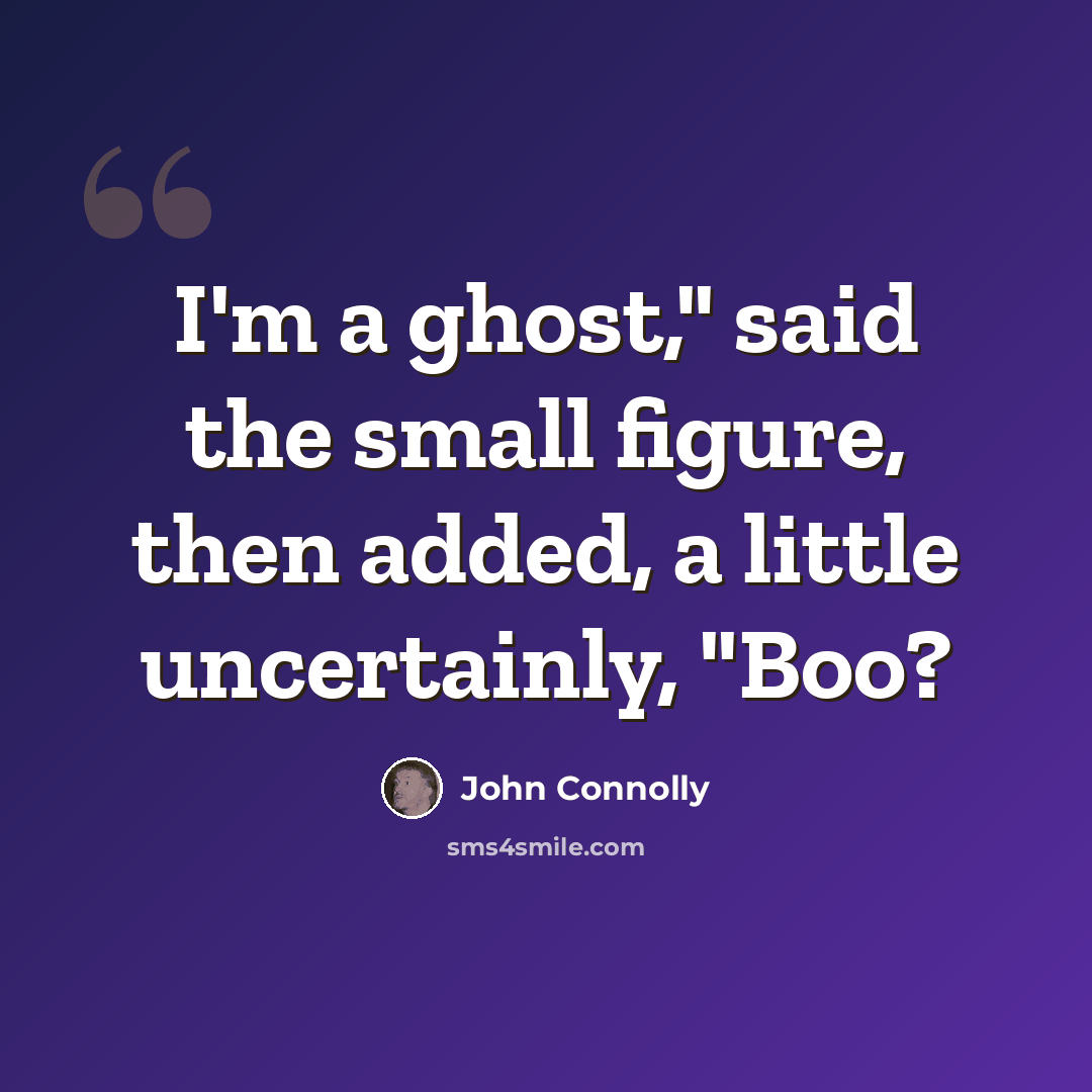 “I'm a ghost," said the small figure, then added, a little uncertainly, "Boo?” quote by John Connolly