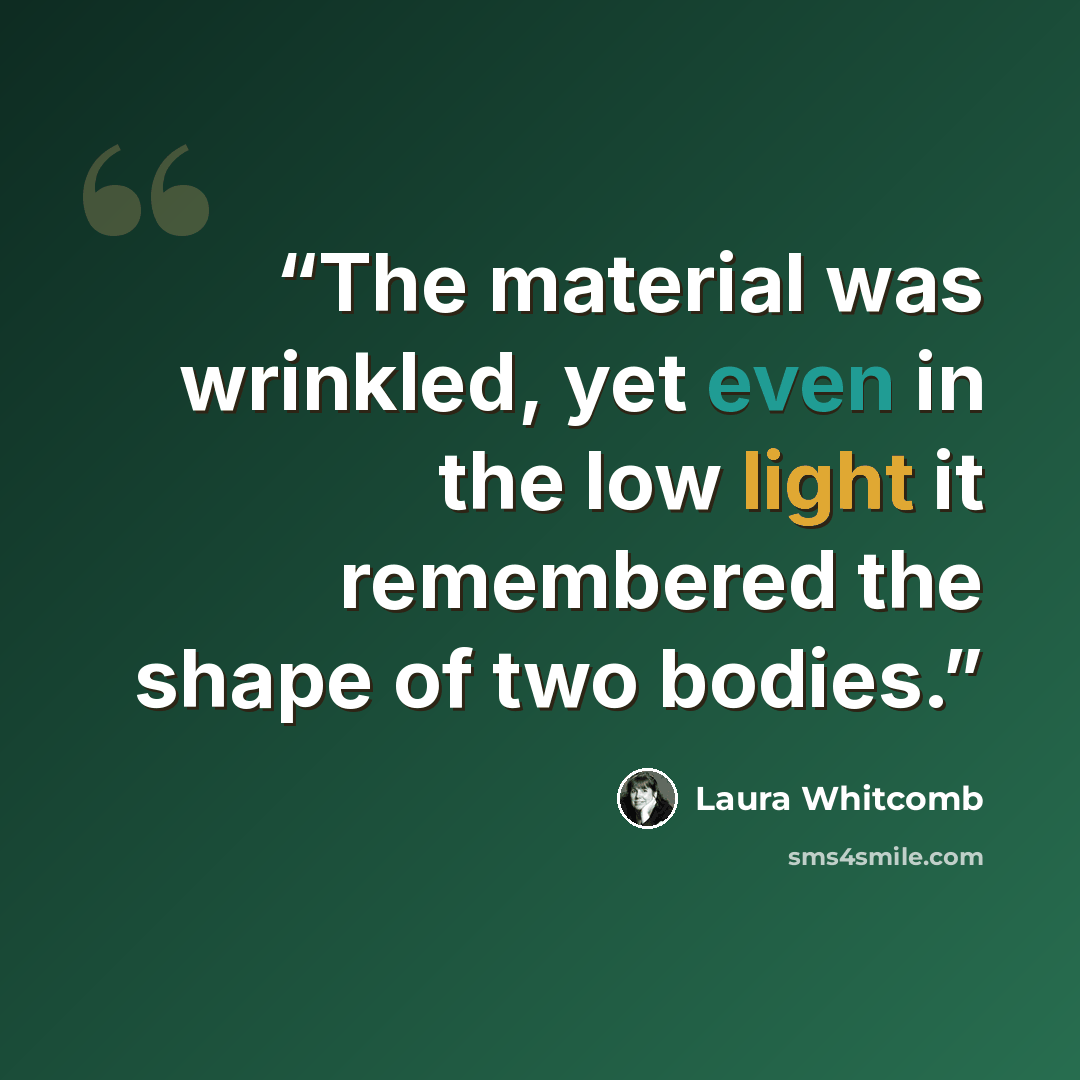 “The material was wrinkled, yet even in the low light it remembered the shape of two bodies.” quote by Laura Whitcomb
