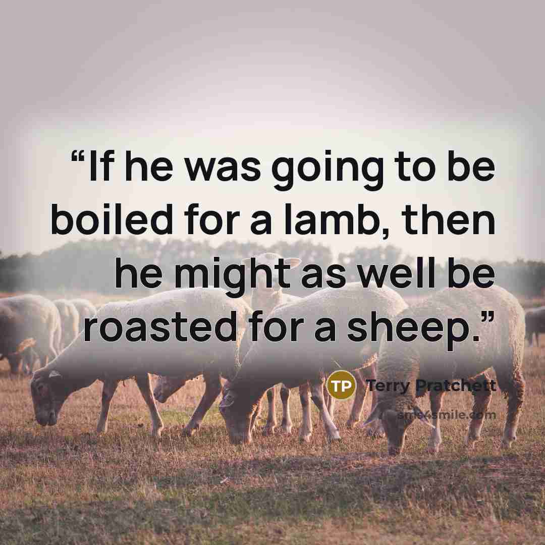 “If he was going to be boiled for a lamb, then he might as well be roasted for a sheep.” quote by Terry Pratchett