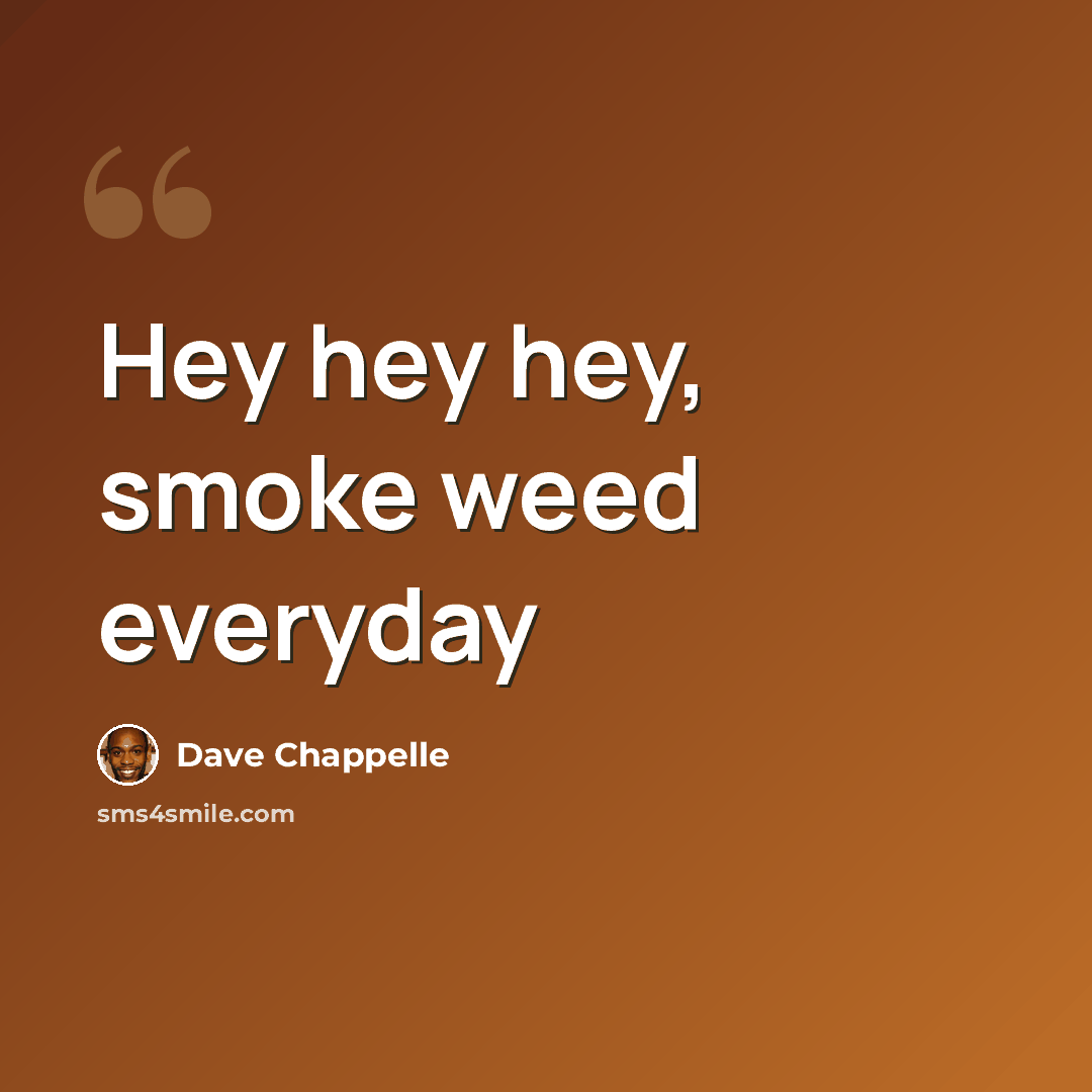 “Hey hey hey, smoke weed everyday” quote by Dave Chappelle