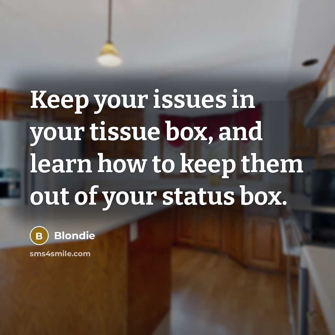 “Keep your issues in your tissue box, and learn how to keep them out of your status box.” quote by Blondie