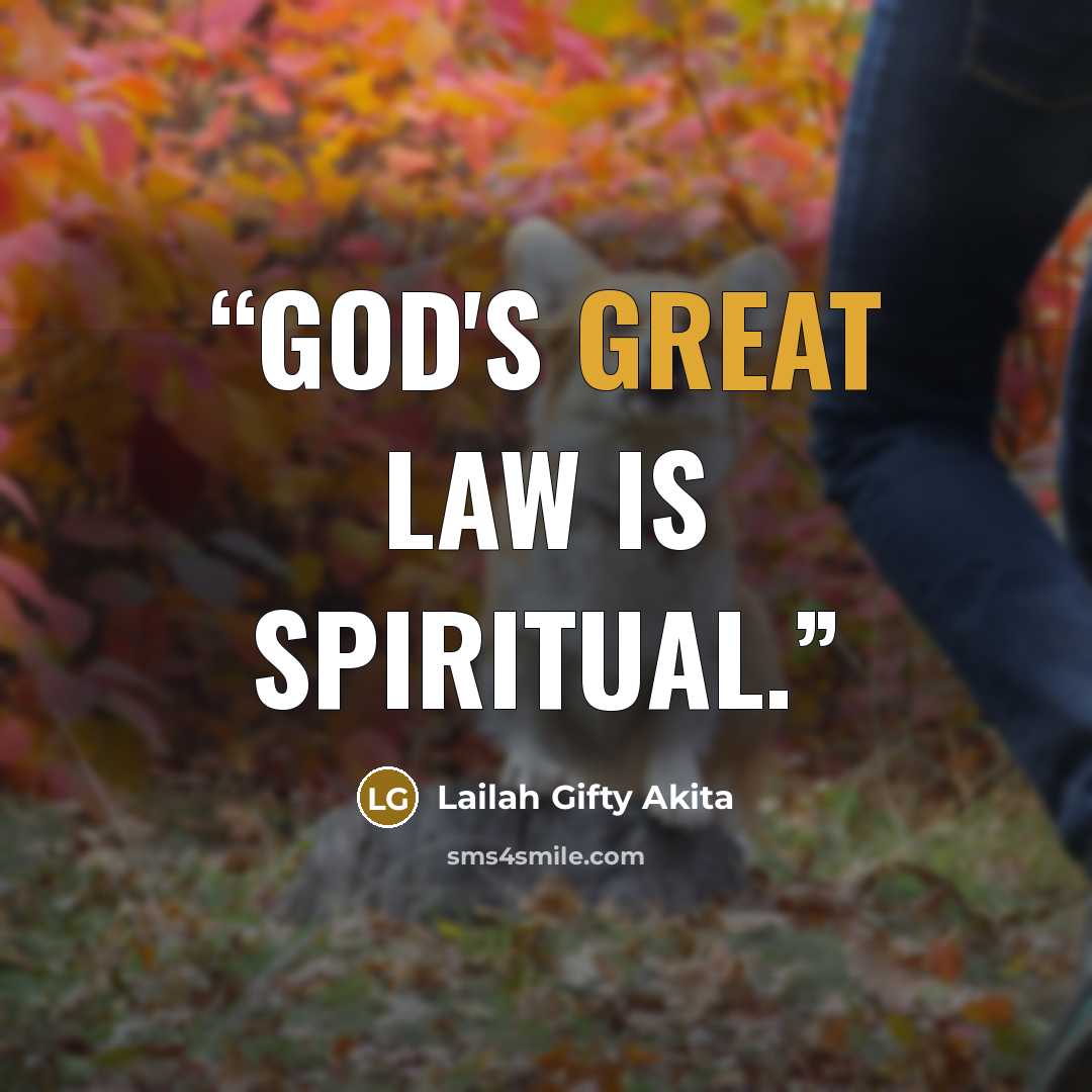 “God's great Law is spiritual.” quote by Lailah Gifty Akita