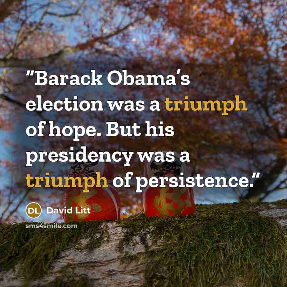 “Barack Obama’s election was a triumph of hope. But his presidency was a triumph of persistence.” quote by David Litt