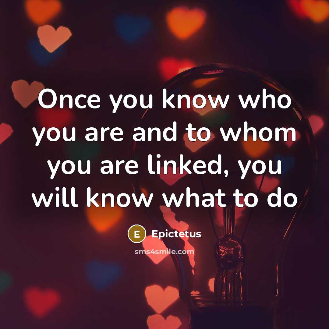 “Once you know who you are and to whom you are linked, you will know what to do” quote by Epictetus