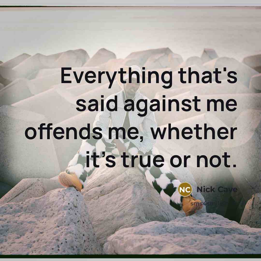 “Everything that's said against me offends me, whether it's true or not.” quote by Nick Cave