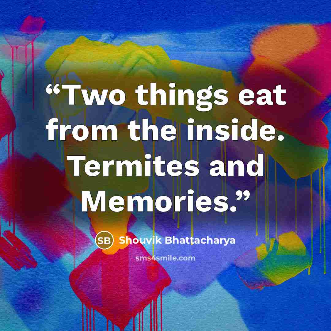 “Two things eat from the inside. Termites and Memories.” quote by Shouvik Bhattacharya