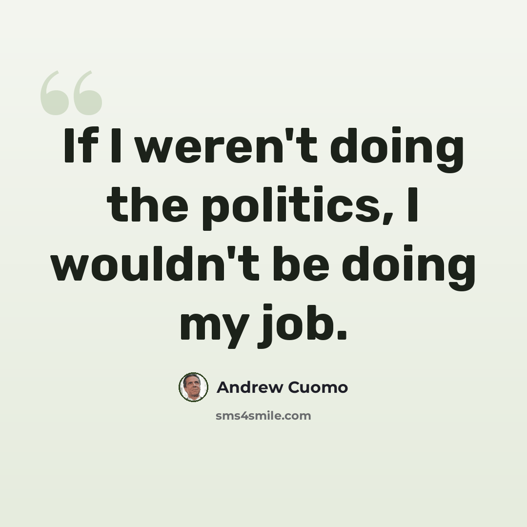 “If I weren't doing the politics, I wouldn't be doing my job.” quote by Andrew Cuomo