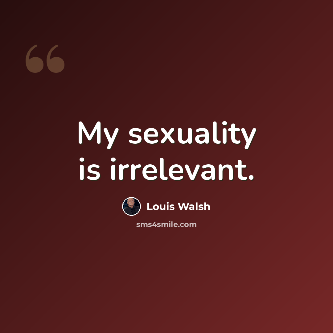 “My sexuality is irrelevant.” quote by Louis Walsh