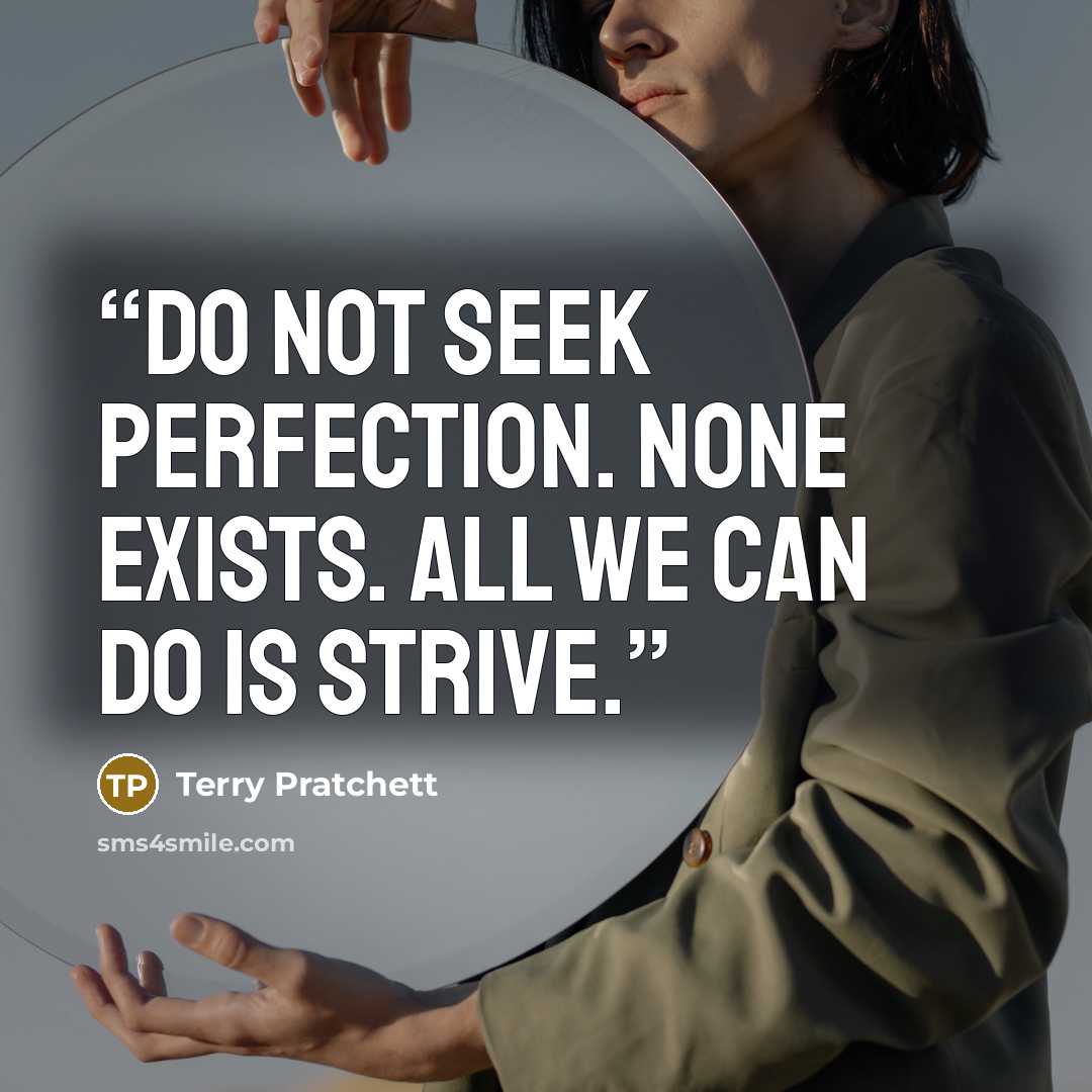 “Do not seek perfection. None exists. All we can do is strive.” quote by Terry Pratchett