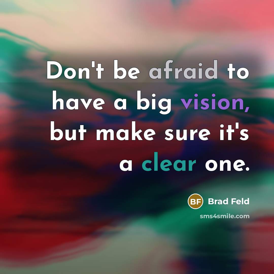 “Don't be afraid to have a big vision, but make sure it's a clear one.” quote by Brad Feld