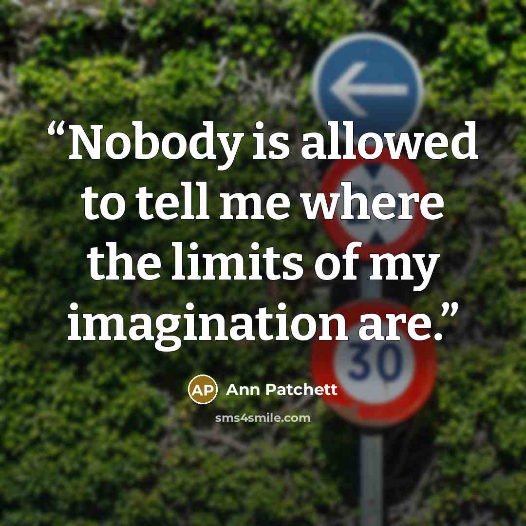 “Nobody is allowed to tell me where the limits of my imagination are.” quote by Ann Patchett