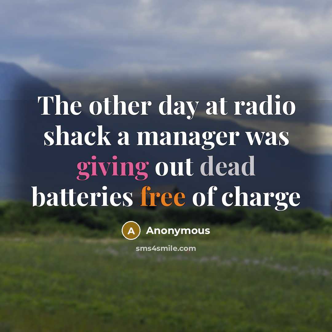 “The other day at radio shack a manager was giving out dead batteries free of charge” quote by Anonymous