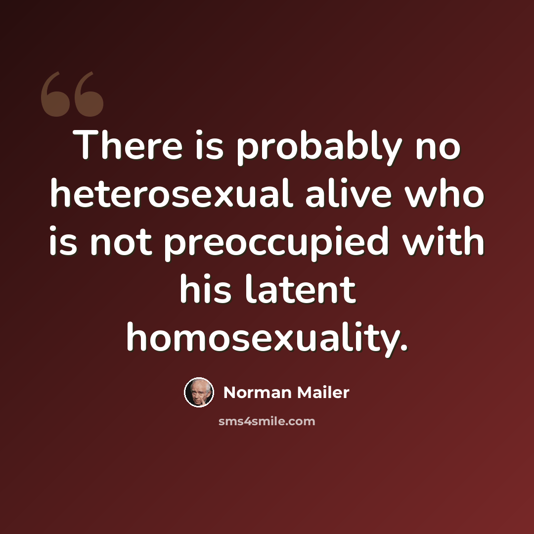 “There is probably no heterosexual alive who is not preoccupied with his latent homosexuality.” quote by Norman Mailer