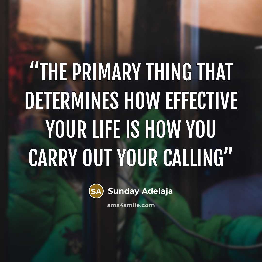 “The primary thing that determines how effective your life is how you carry out your calling” quote by Sunday Adelaja