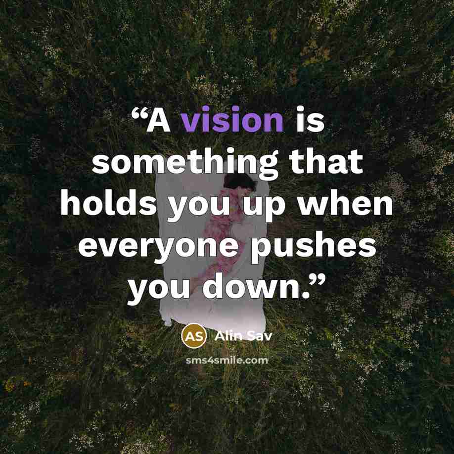 “A vision is something that holds you up when everyone pushes you down.” quote by Alin Sav