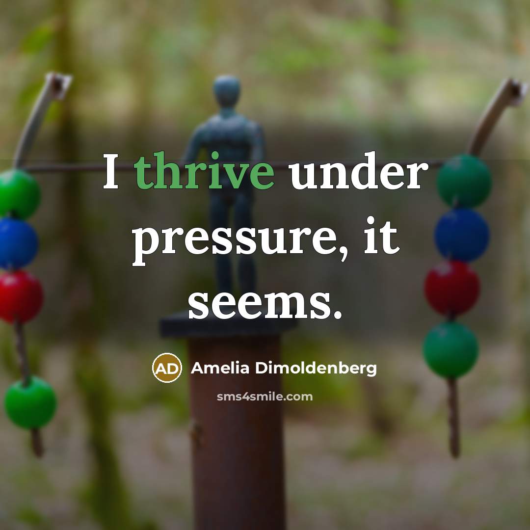 “I thrive under pressure, it seems.” quote by Amelia Dimoldenberg