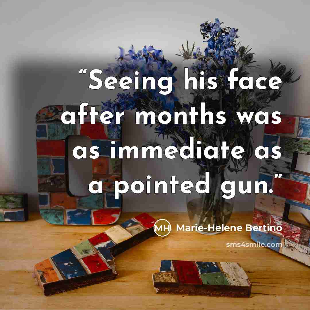 “Seeing his face after months was as immediate as a pointed gun.” quote by Marie-Helene Bertino
