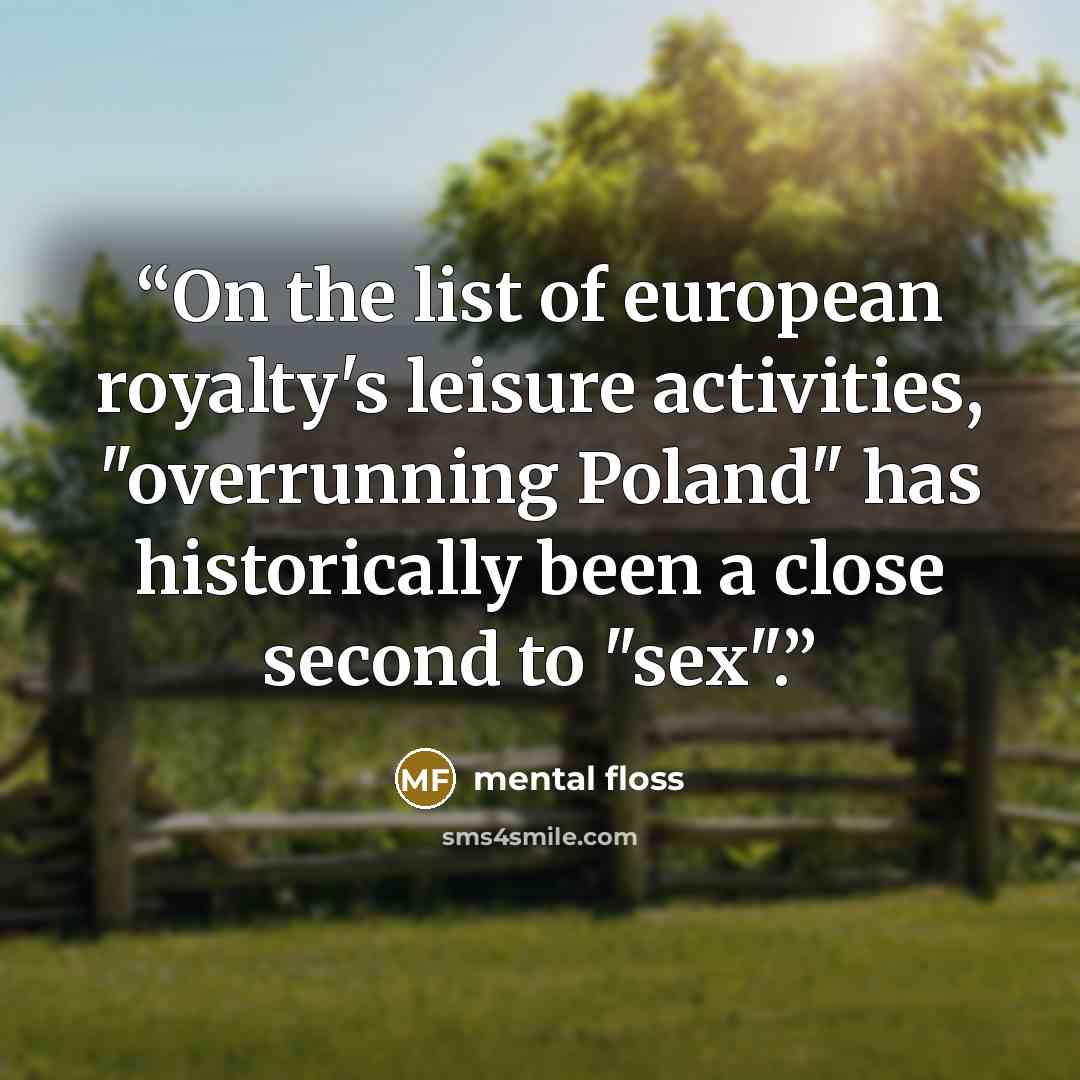 “On the list of european royalty's leisure activities, "overrunning Poland" has historically been a close second to "sex".” quote by mental floss