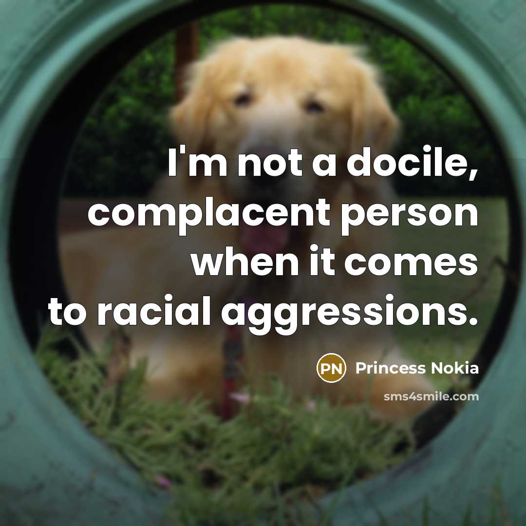 “I'm not a docile, complacent person when it comes to racial aggressions.” quote by Princess Nokia