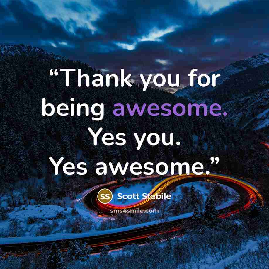 “Thank you for being awesome. Yes you. Yes awesome.” quote by Scott Stabile