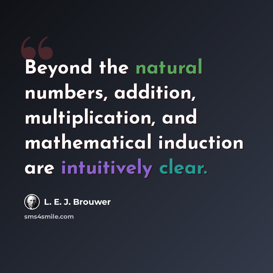 “Beyond the natural numbers, addition, multiplication, and mathematical induction are intuitively clear.” quote by L. E. J. Brouwer