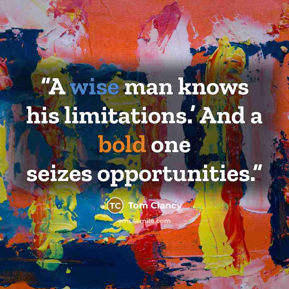 “A wise man knows his limitations.’ And a bold one seizes opportunities.” quote by Tom Clancy