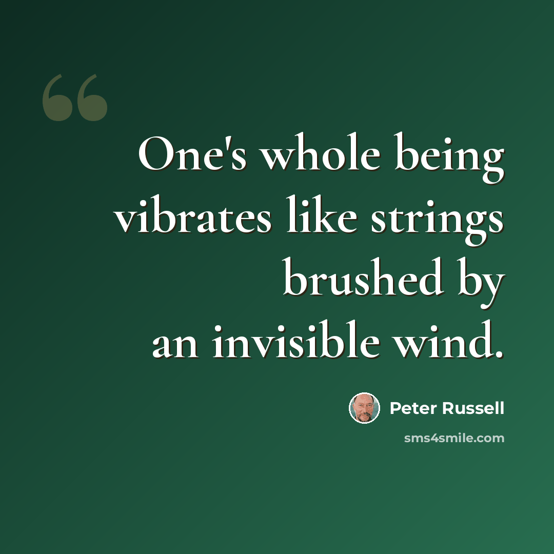 “One's whole being vibrates like strings brushed by an invisible wind.” quote by Peter Russell