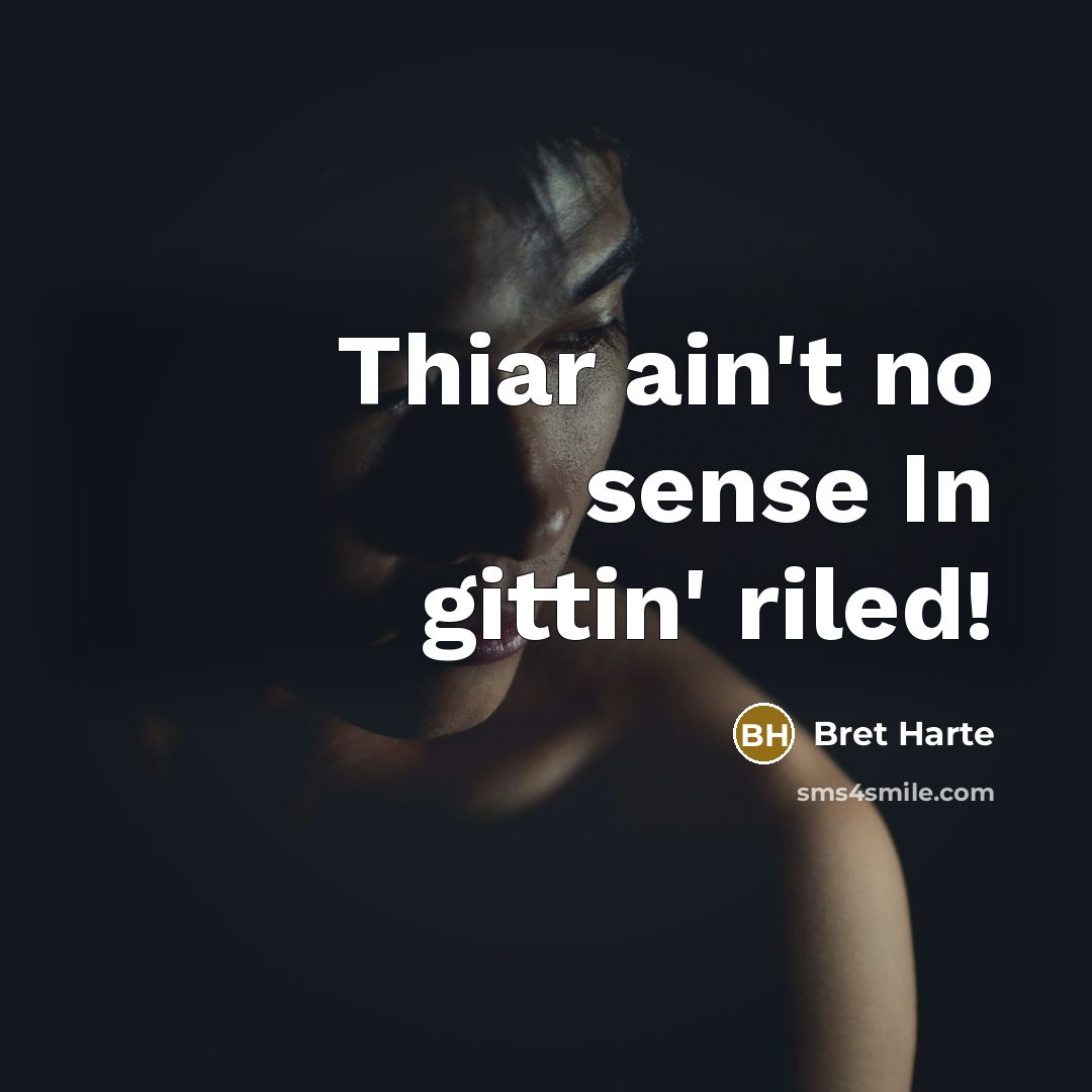 “Thiar ain't no sense In gittin' riled!” quote by Bret Harte
