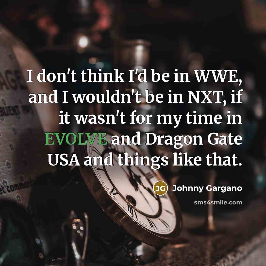 “I don't think I'd be in WWE, and I wouldn't be in NXT, if it wasn't for my time in EVOLVE and Dragon Gate USA and things like that.” quote by Johnny Gargano